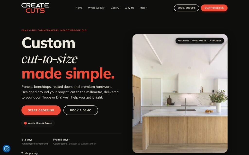 Create Cuts website homepage, built by Mode Marketing
