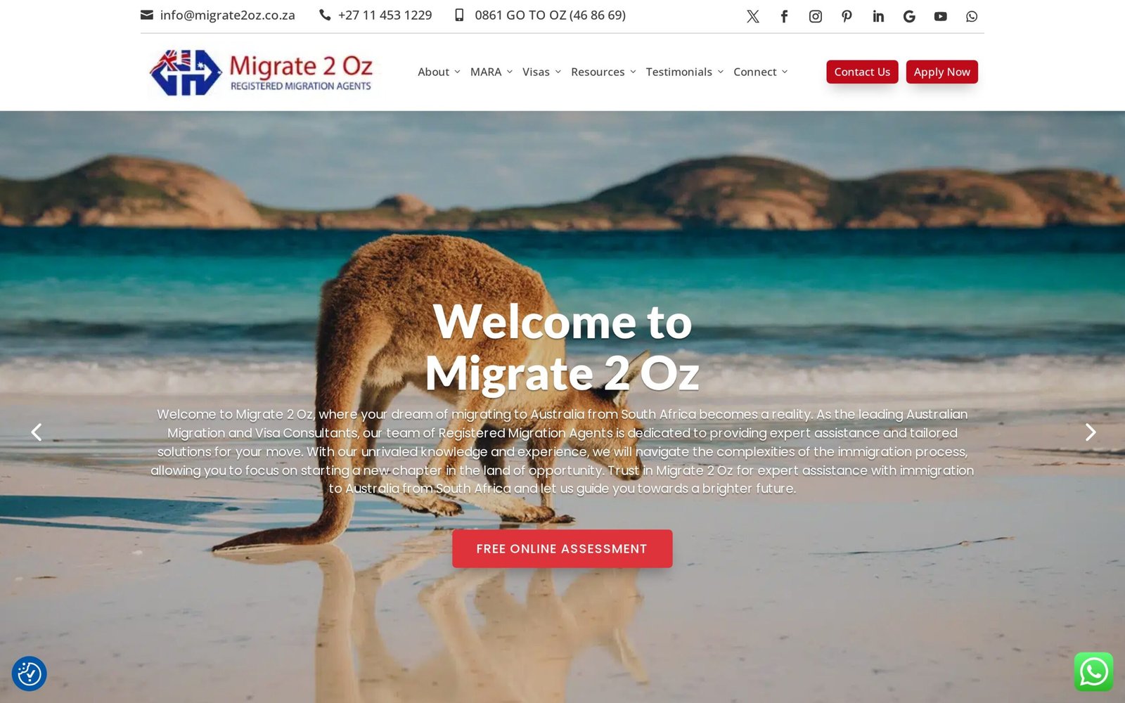 Migrate 2 Oz website homepage, built by Mode Marketing founder